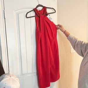 Elegant Red Halter Dress